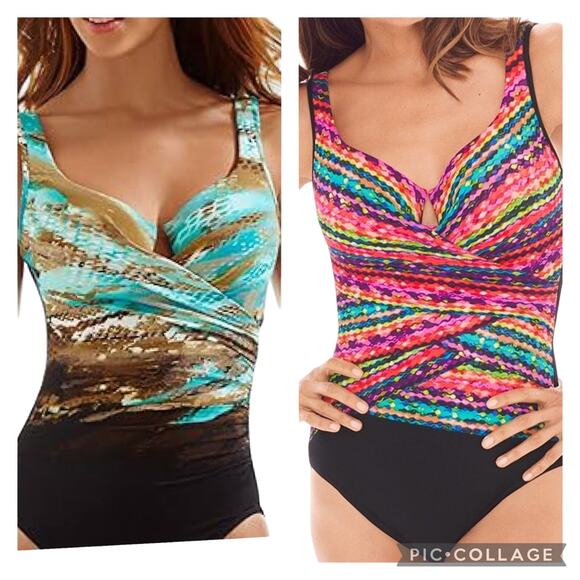 Miraclesuit Size 10 One Piece Tummy Control Bundle Seaglass Escape Night Large - Picture 1 of 16